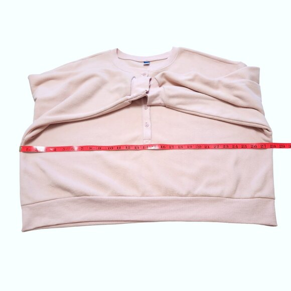 NEW Old Navy Dusty Pink Dropped Shoulder Cropped Henley Sweatshirt Size 2X - Picture 9 of 14